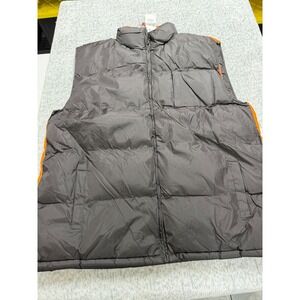 Pacific Flyer Mens Puffer Vest Brown Orange Stripe Fleece Lined 3X MJ6079XK-BR
